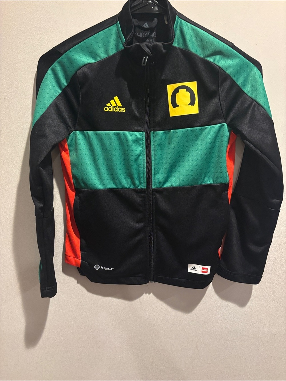 adidas Black, Teal & Red Zip-Up Track Jacket with Yellow Logo